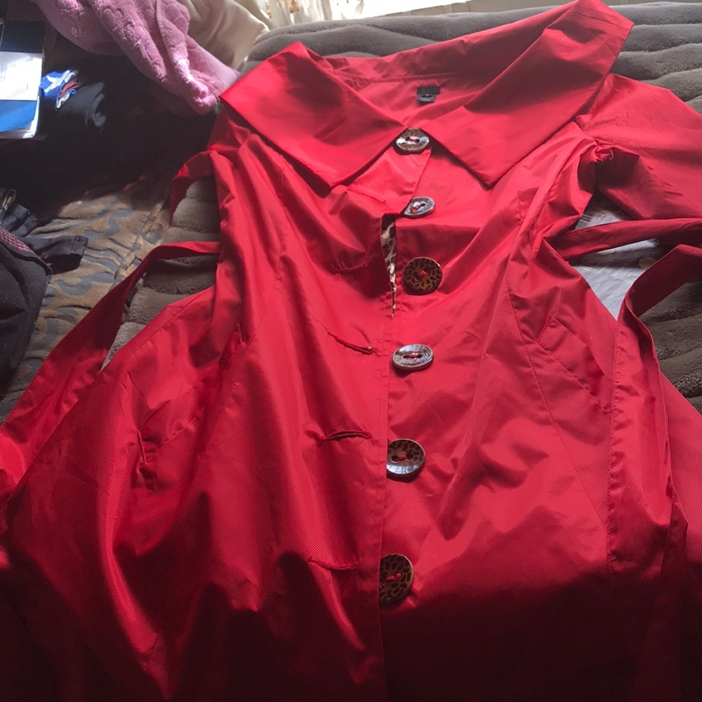 Read taffeta all weather coat leopard lining
